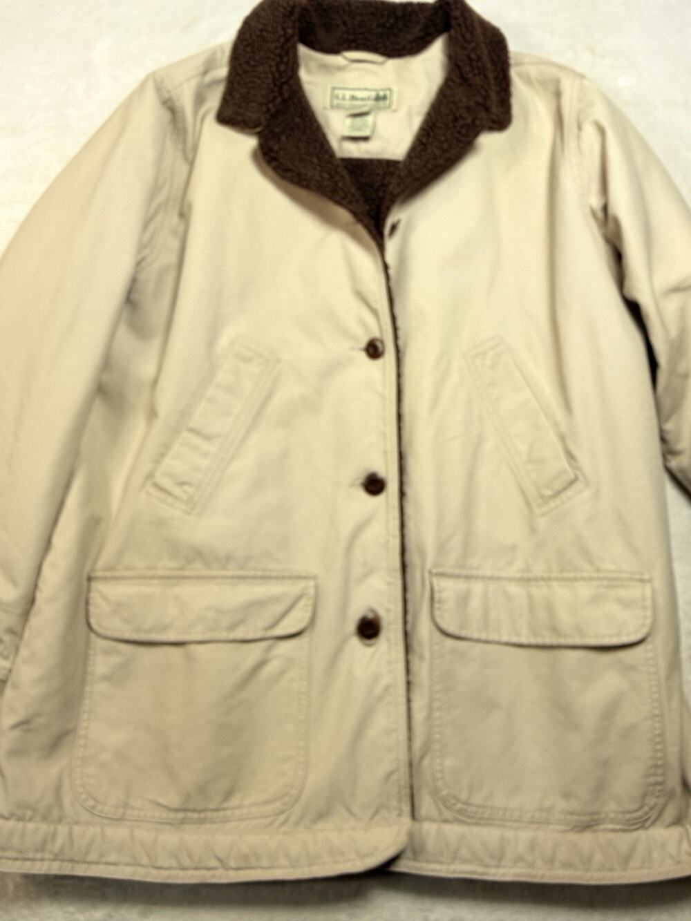 Vtg LL Bean Womens 2X Sherpa Lined Canvas Barn Chore Coat Jacket Cabincore Maine